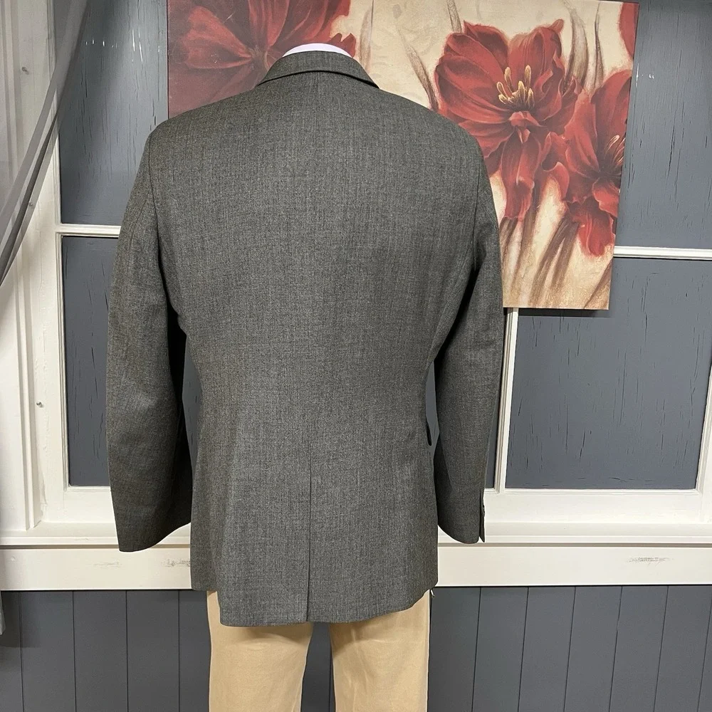 Banana Republic Blazer Jacket Sport Coat‎ Mens 46R Tailored Slim Fit Wool Gray